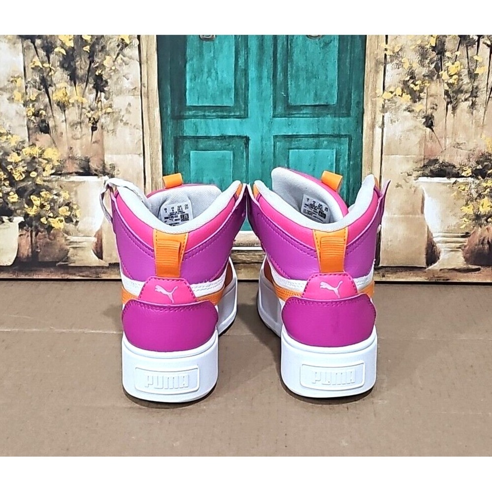 Puma Karmen Rebelle Mid Lace Up Youth Girls White Sneakers Casual Shoe 38872903 - Picture 4 of 8